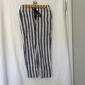 Pull&Bear Navy and White Striped Chinos, Medium